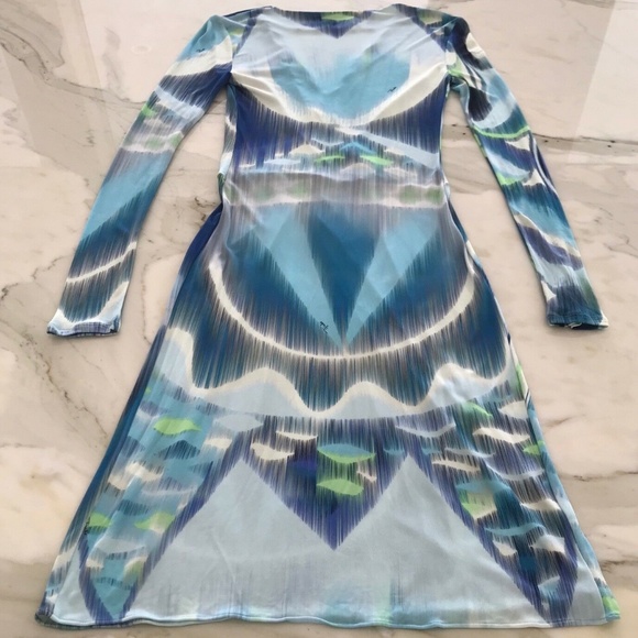 EMILIO PUCCI BLUE MULTI OCEAN PRINT DRESS MODEL 21RGO3 SIZE IT 40 / US 6 - Picture 9 of 16